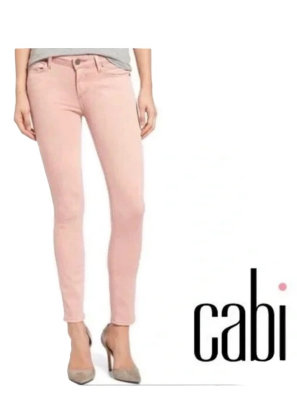 CAbi Women's Skinny Jeans Size 2 Light Pink Coquette Girl Preppy Spring Ankle